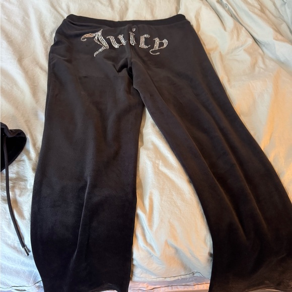 Juicy Couture Black Velour Track Pants & Hoodie Set - Picture 10 of 10